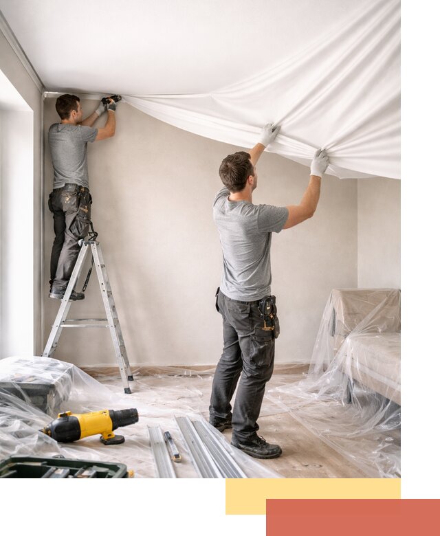 Монтаж тканевого натяжного потолка в Новом Уренгое недорого и быстро