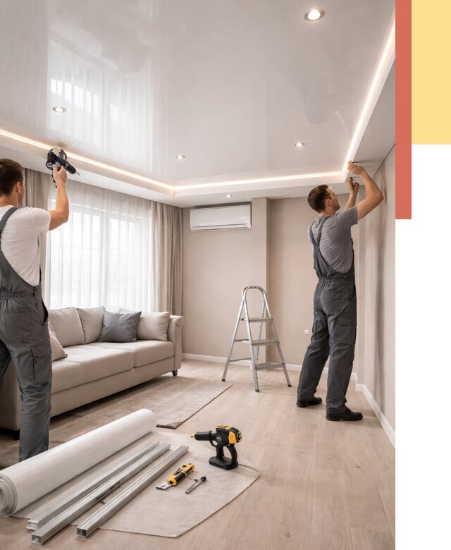 Монтаж глянцевого натяжного потолка в Новом Уренгое от 780 руб. под ключ | ОТДЕЛОЧНИК-Нвг