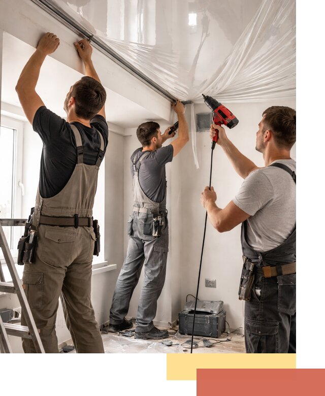 Монтаж глянцевого натяжного потолка в Новом Уренгое быстро и качественно