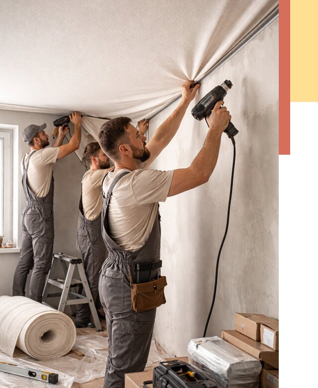 Монтаж фактурного натяжного потолка в Новом Уренгое от 780 руб. — ОТДЕЛОЧНИК-Нвг