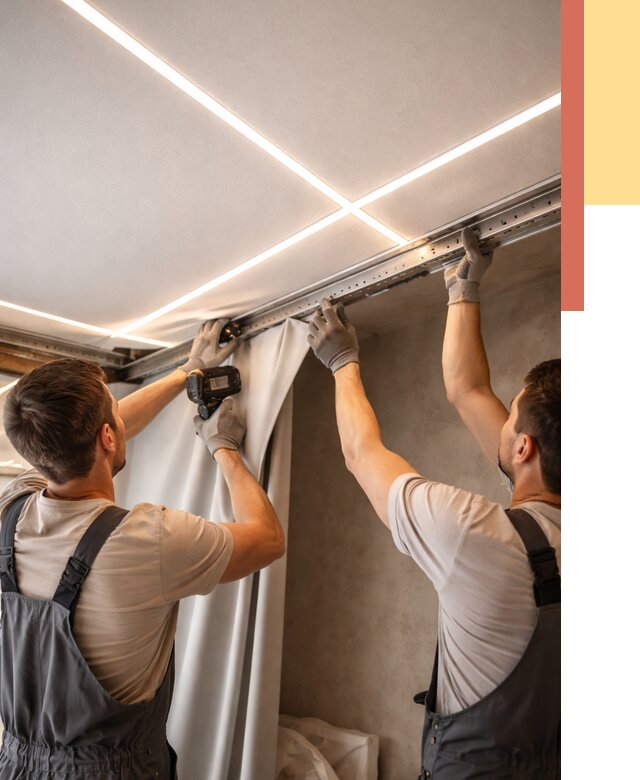 Монтаж натяжного потолка со световыми линиями в Новом Уренгое от 1248 руб. | ОТДЕЛОЧНИК-Нвг