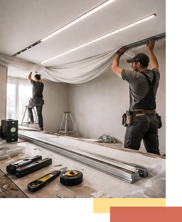 Монтаж натяжных потолков со световыми линиями в Новом Уренгое