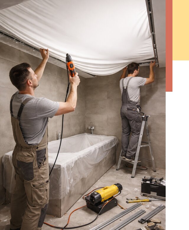 Монтаж натяжного потолка в ванной в Новом Уренгое от 1248 руб. под ключ | ОТДЕЛОЧНИК-Нвг