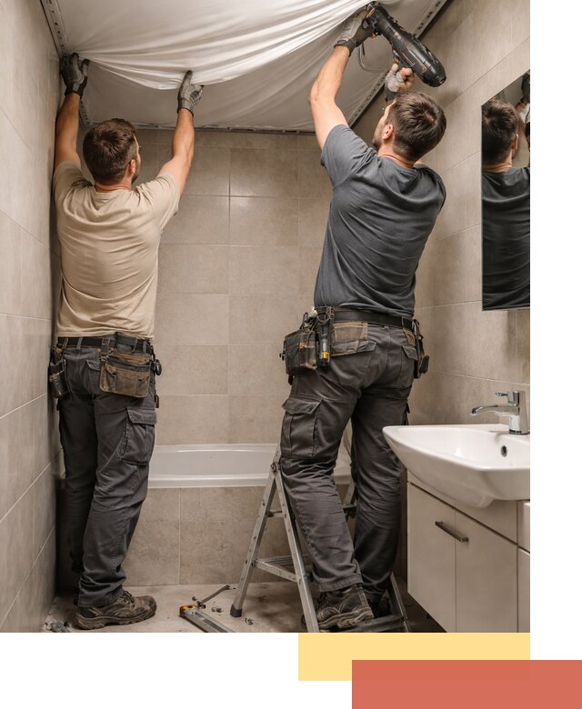 Монтаж натяжного потолка в ванной в Новом Уренгое быстро и качественно