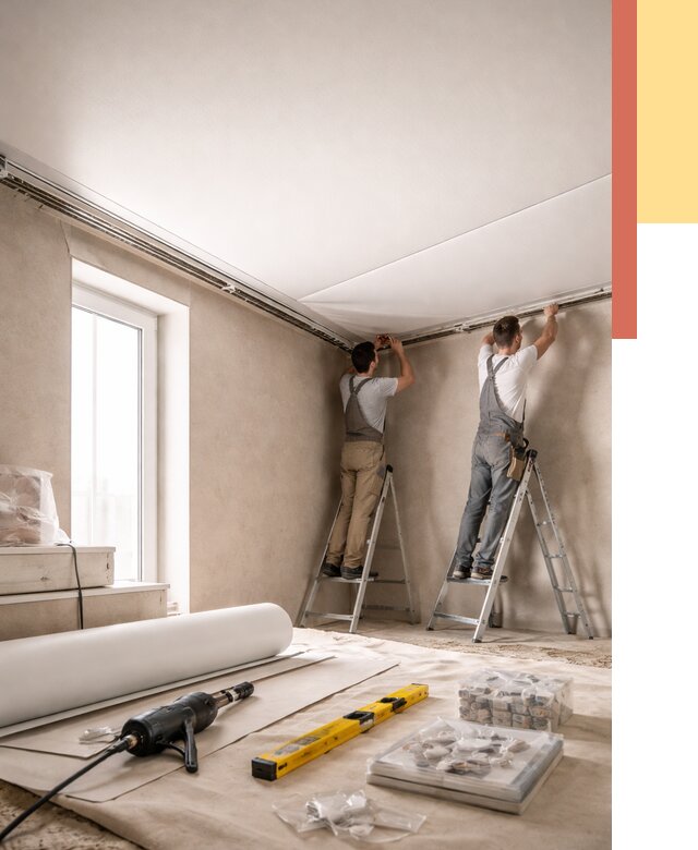 Монтаж натяжного потолка в спальне в Новом Уренгое от 3951 руб. под ключ | ОТДЕЛОЧНИК-Нвг