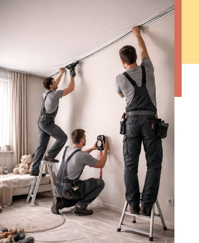 Монтаж натяжного потолка в детской в Новом Уренгое от 3639 руб. — быстро и недорого | ОТДЕЛОЧНИК-Нвг