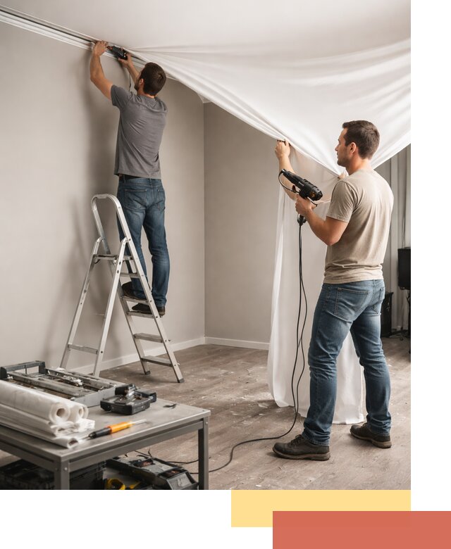 Монтаж натяжного потолка в студии в Новом Уренгое