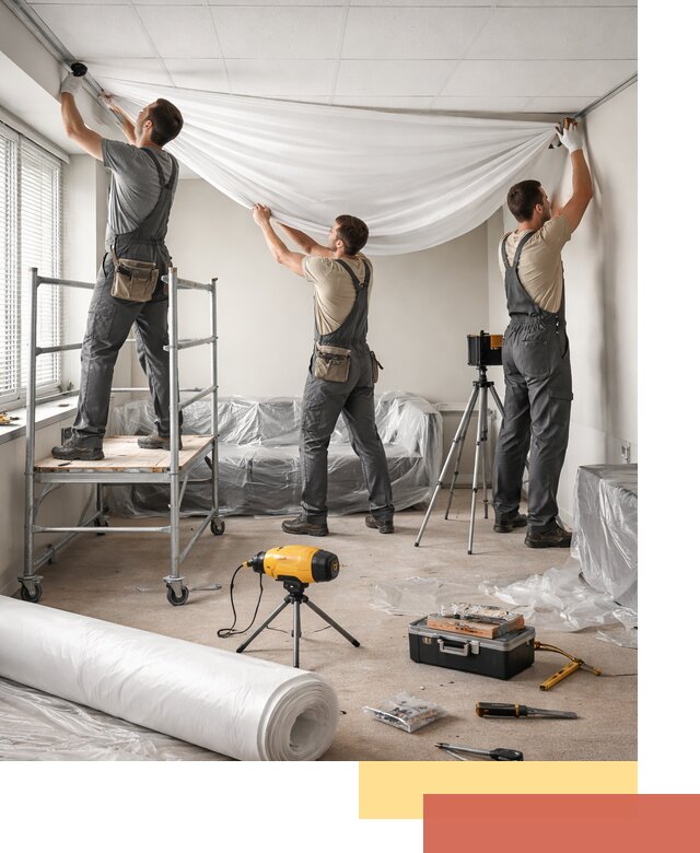 Монтаж натяжного потолка в офисе в Новом Уренгое