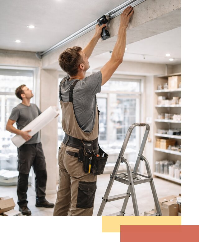 Монтаж натяжных потолков в магазине в Новом Уренгое