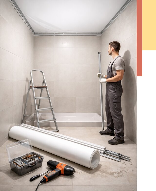 Монтаж натяжного потолка в санузле в Новом Уренгое от 1924 руб. — ОТДЕЛОЧНИК-Нвг