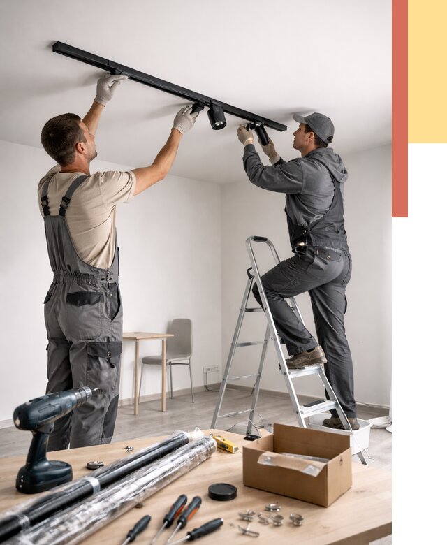 Установка трековых светильников в натяжной потолок в Новом Уренгое от 4367 руб. | ОТДЕЛОЧНИК-Нвг