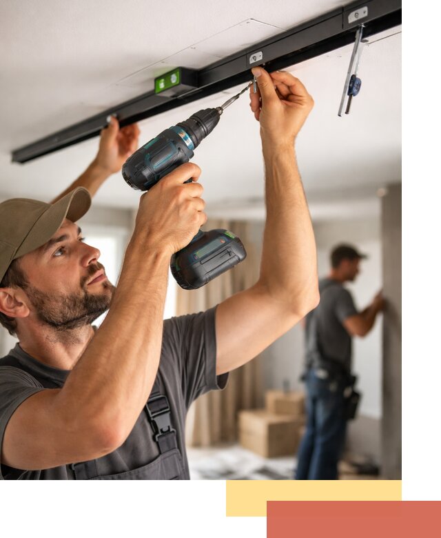 Установка трековых светильников в натяжной потолок в Новом Уренгое