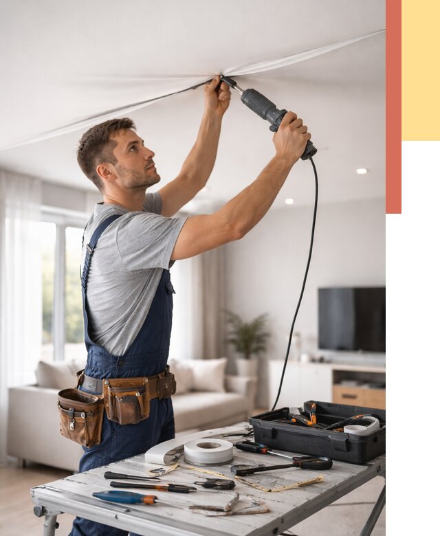 Ремонт натяжных потолков в Новом Уренгое от 9878 руб. под ключ — ОТДЕЛОЧНИК-Нвг