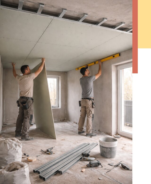 Одноуровневый потолок из гипсокартона в Новом Уренгое от 780 руб. — монтаж под ключ | ОТДЕЛОЧНИК-Нвг