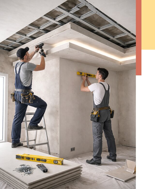 Двухуровневый потолок из гипсокартона в Новом Уренгое от 1508 руб. под ключ | ОТДЕЛОЧНИК-Нвг