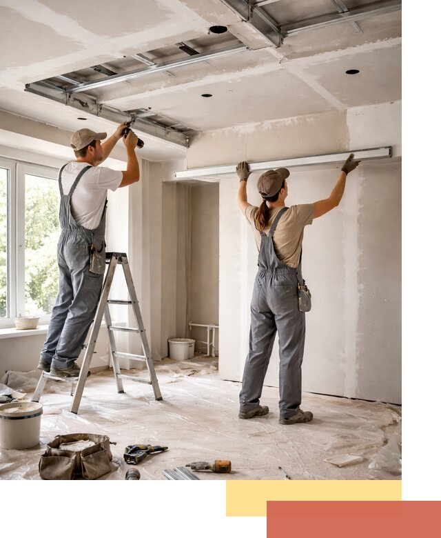 Монтаж многоуровневого потолка из гипсокартона в Новом Уренгое