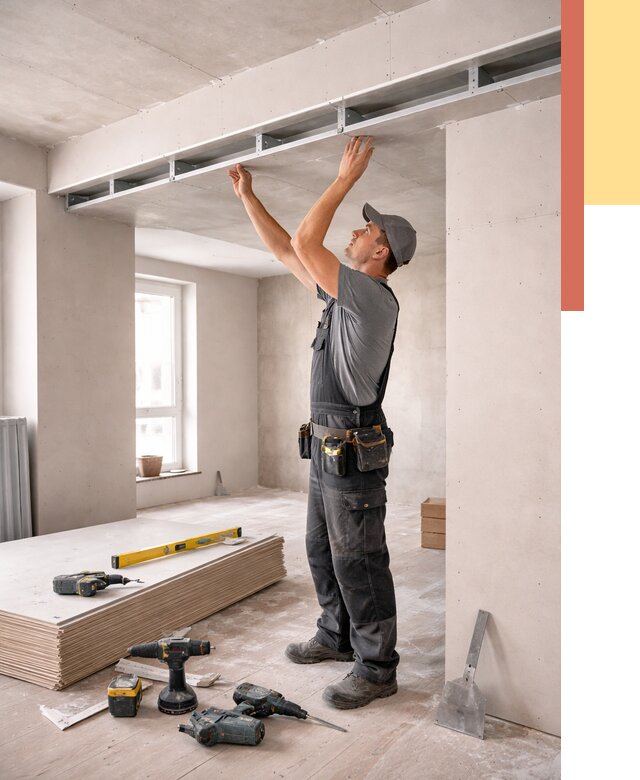 Потолок из гипсокартона с нишей в Новом Уренгое от 1300 руб. под ключ | ОТДЕЛОЧНИК-Нвг