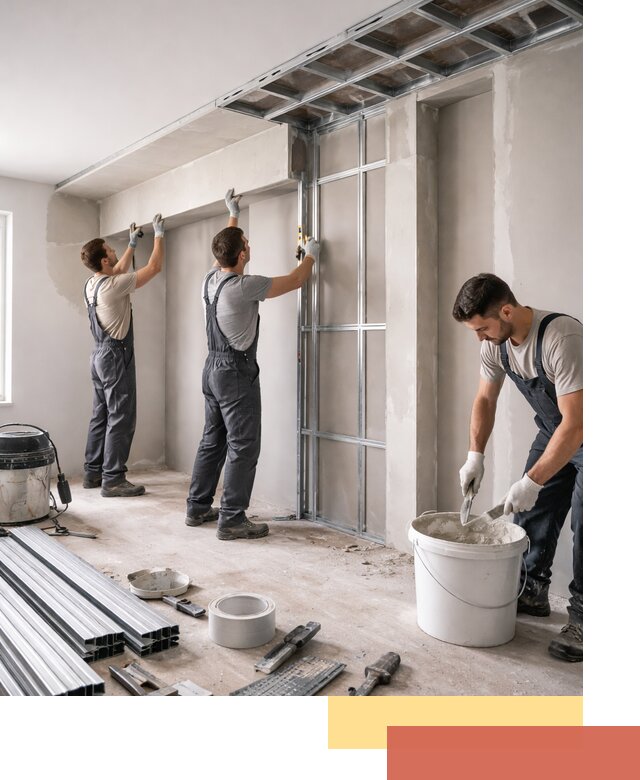 Монтаж потолка из гипсокартона с нишей в Новом Уренгое