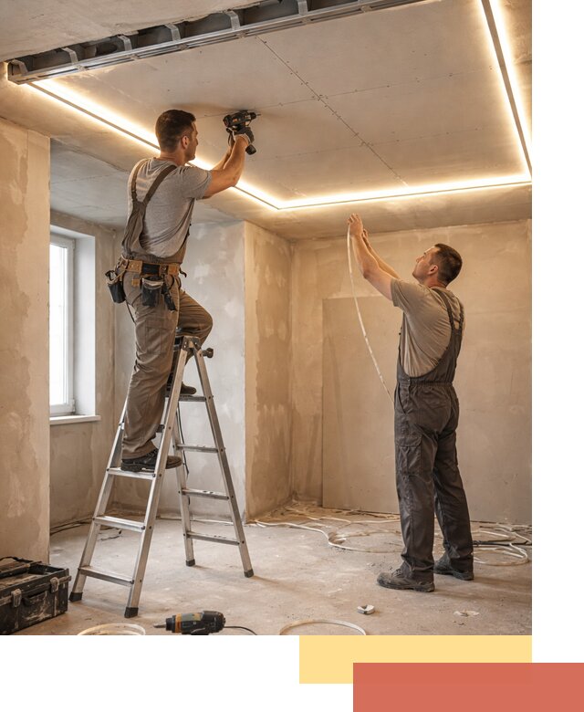 Потолок из гипсокартона с подсветкой в Новом Уренгое