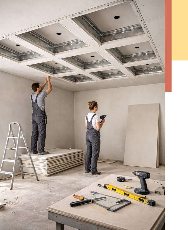 Кессонный потолок из гипсокартона в Новом Уренгое от 1924 руб. — монтаж и под ключ | ОТДЕЛОЧНИК-Нвг