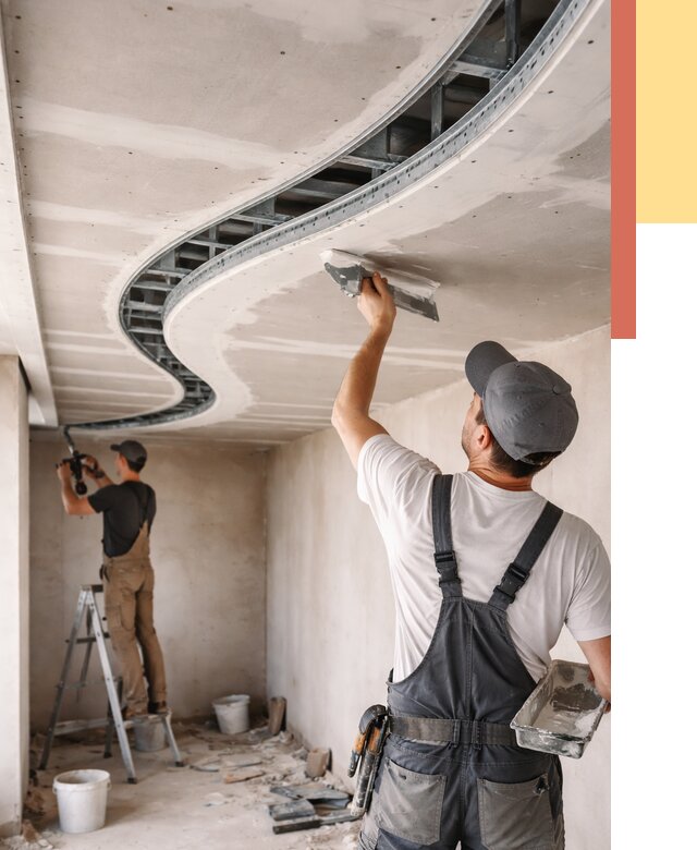 Криволинейный потолок из гипсокартона в Новом Уренгое от 2184 руб./м2 | ОТДЕЛОЧНИК-Нвг