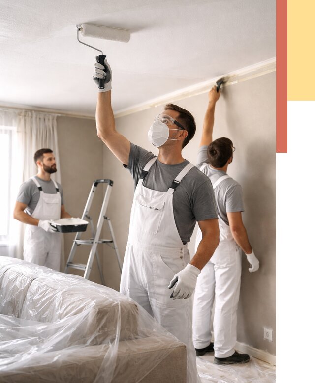 Покраска потолка водоэмельсионной краской в Новом Уренгое от 2288 руб/м² — услуги под ключ | ОТДЕЛОЧНИК-Нвг