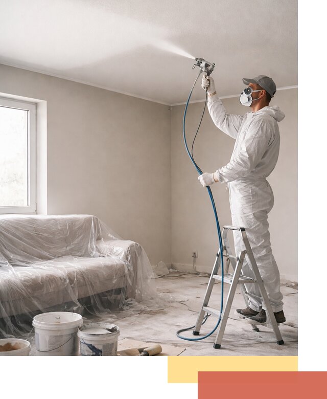 Покраска потолка краскопультом в Новом Уренгое быстро и качественно